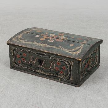 A 19th century painted box and casket.