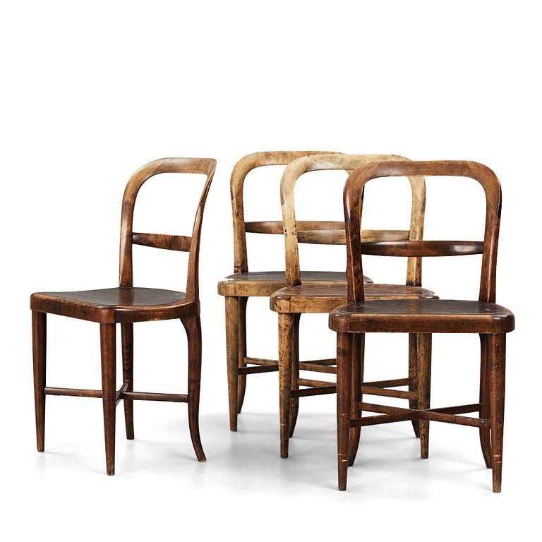 Carl Malmsten, four Swedish Grace chairs for the Stockholm Concert Hall, Nordiska Kompaniet, Sweden 1926.