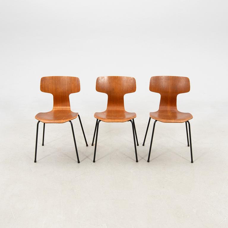 Arne Jacobsen, stolar 6 st "T-stolen" modell 3103 Fritz Hansen 1968.