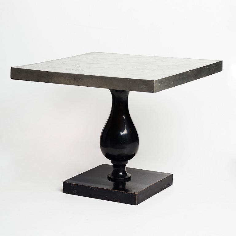 Tyra Lundgren, & Uno Åhrén, a pewter top sofa table for Svenskt Tenn, Stockholm 1928-29, model 743, provenance Estrid Ericson.