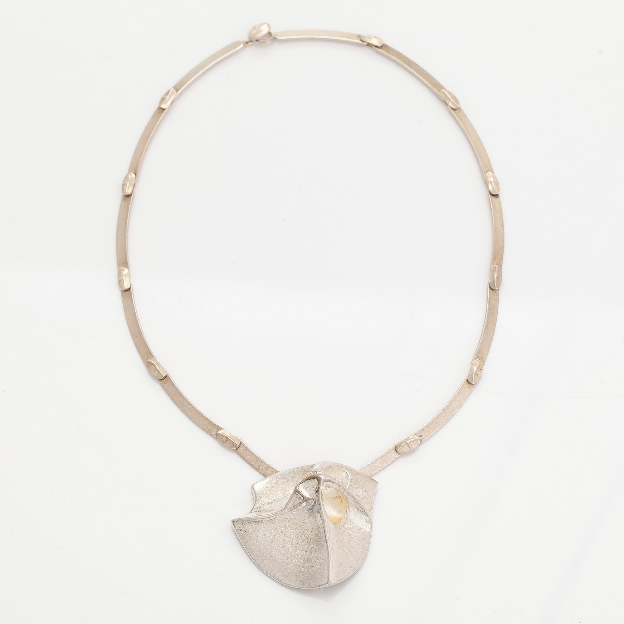 Björn Weckström, collier/brosch, "Labyrinth" sterlingsliver, Lapponia 1985.