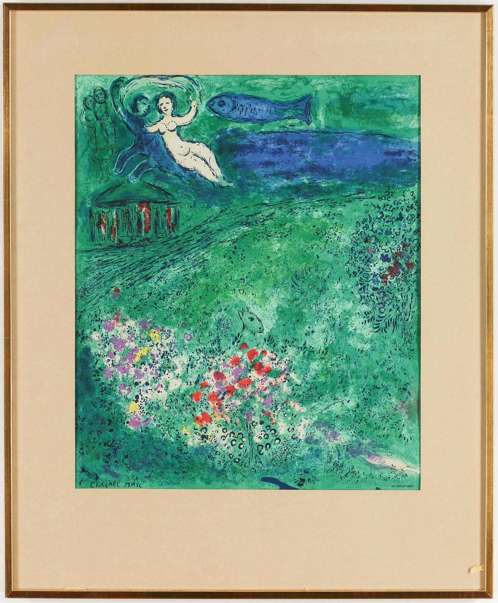 MARC CHAGALL, after, exhibition poster, plate signed.
