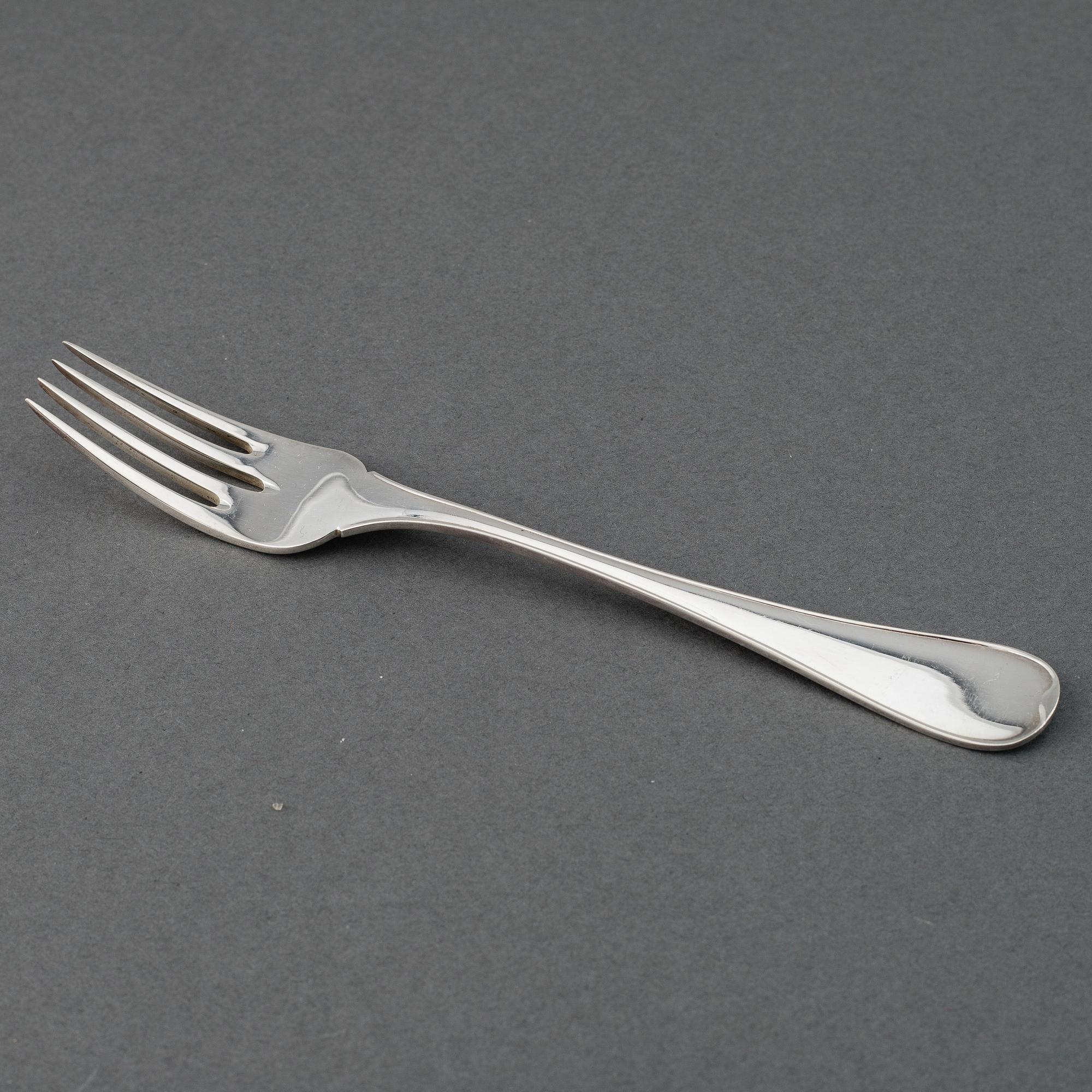 FISKBESTICK, CG Hallberg, silver, 12 delar.