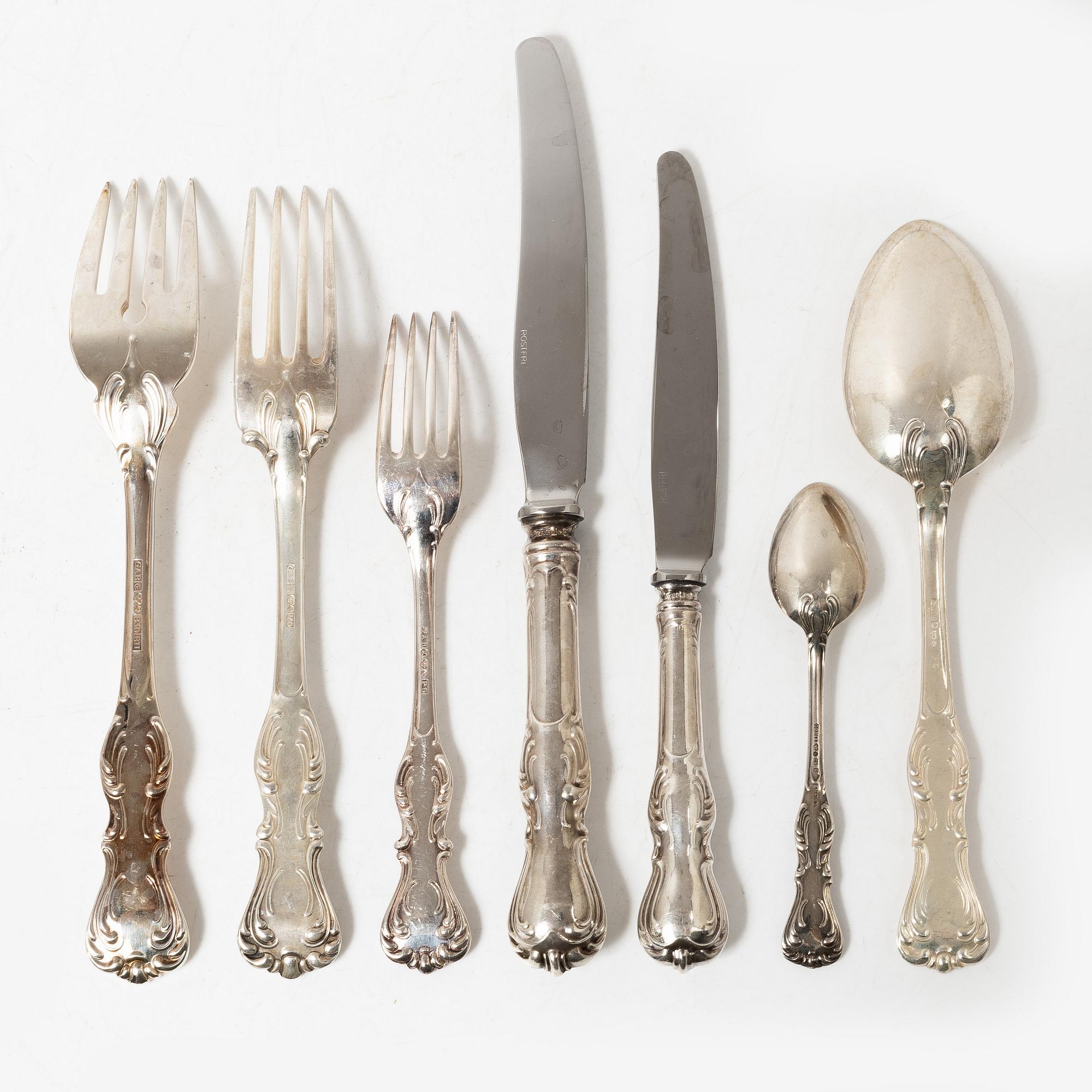Cutlery service, 122 pieces, silver, "Prince Albert", GAB and CG Hallberg, Stockholm and Eskilstuna, 1959-2000.