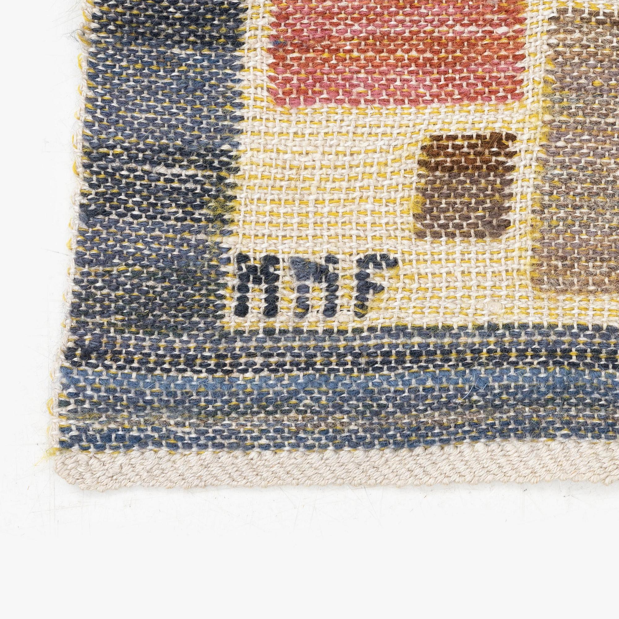 Märta Måås-Fjetterström, a textile, 'Elment', flat weave, c 100 x 54 cm, signed MMF.