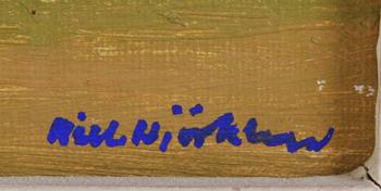 BJÖRKLUND, RICHARD, 2 st, olja på pannå, samt akvarell på pappannå, sign.