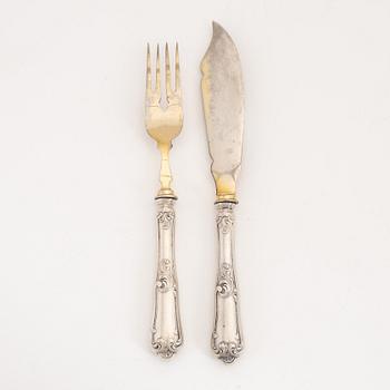 8+8 German silver fish cutlery, early 20th century.