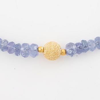 Collier och armband, med tanzaniter, lås 18K guld.