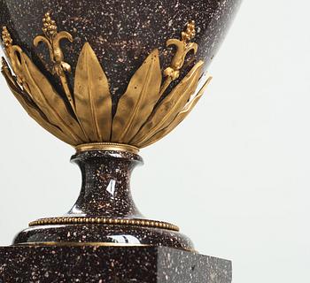 A late Gustavian circa 1800 porphyry and ormolu Vase by Court bronze chaser and gilder F.L. Rung (1758-1837) not signed.