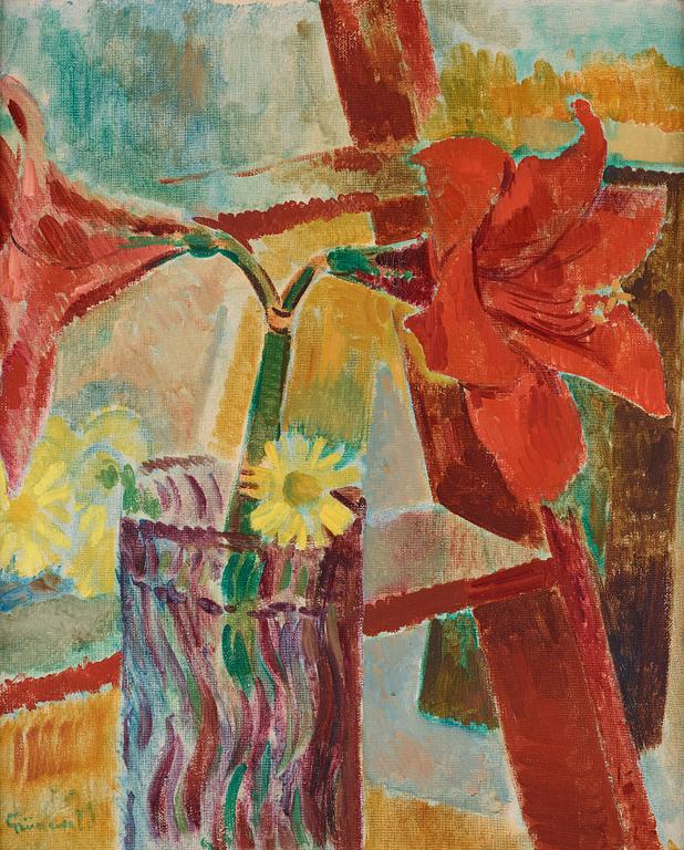 Isaac Grünewald, Amaryllis and yellow daisy.