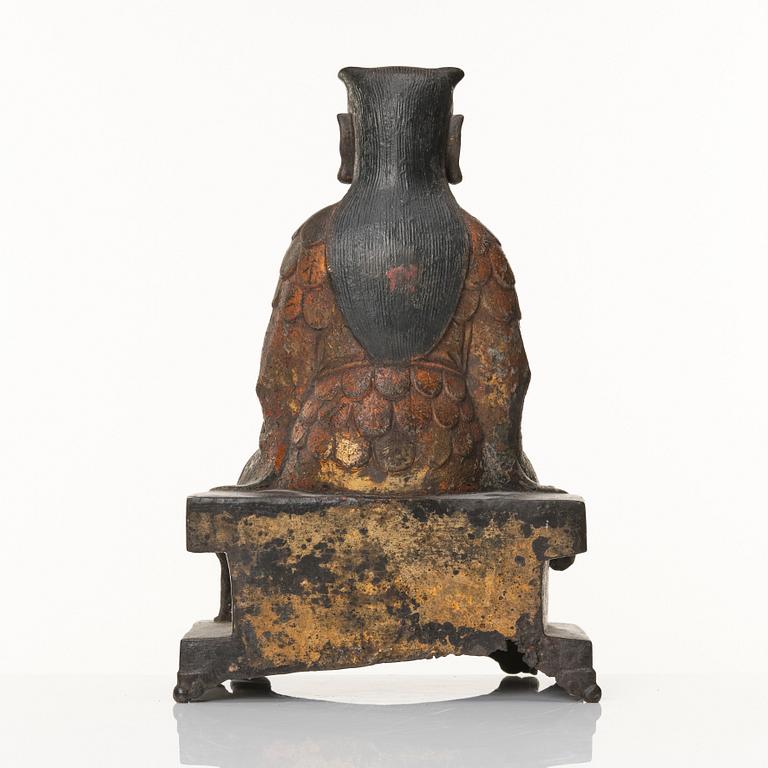 A cold gilt bronze sculpture, Ming dynasty (1368-1644).