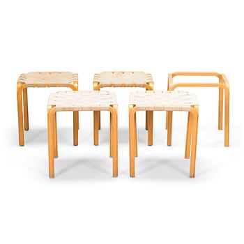 Alvar Aalto, five late 20th century 'Y61' stools for Artek.