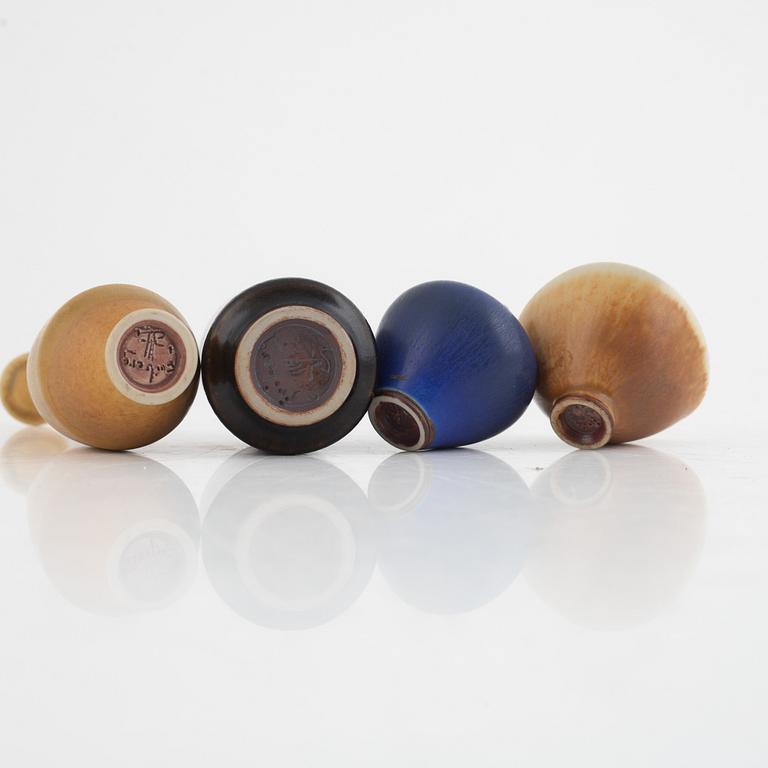 Berndt Friberg, vaser, 3 st och skål, Gustavsbergs studio.