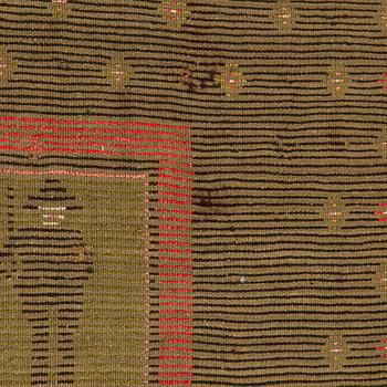 A Finnish folk art long pile ryijy-rug, dated 1817. Circa. 185 x 130 cm.