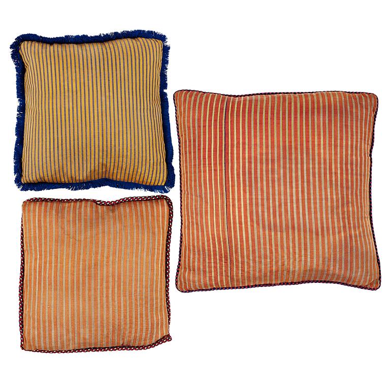 CUSHIONS, 3 pcs., probably silk, second half of the 20th century.