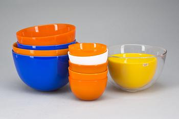 Sven Palmqvist · SKÅLAR, 11 st. Glas, "Colora", Sven Palmqvist, Orrefors.