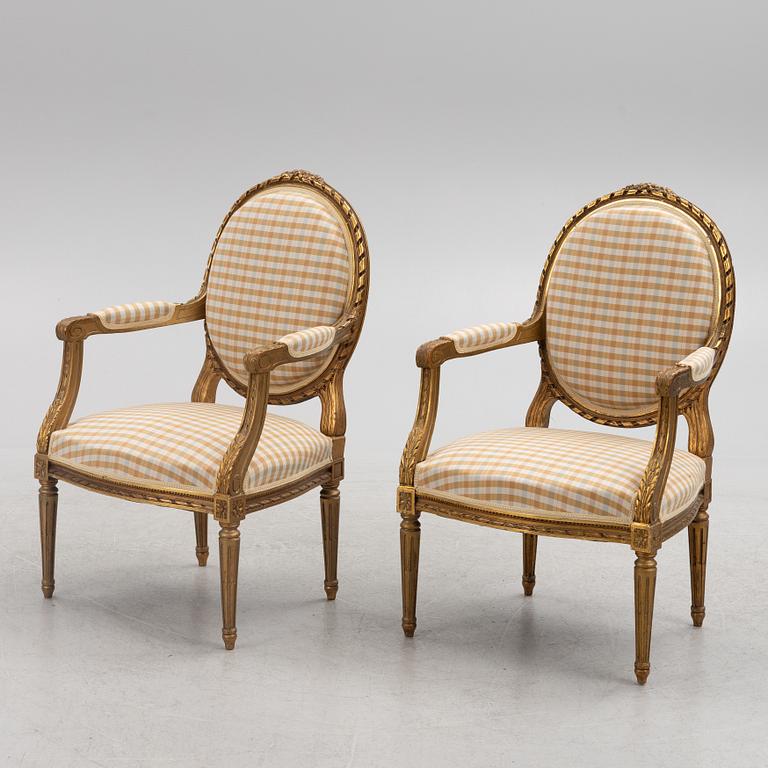 Salon group 6 pieces, Gustavian style, first half of the 19th century.