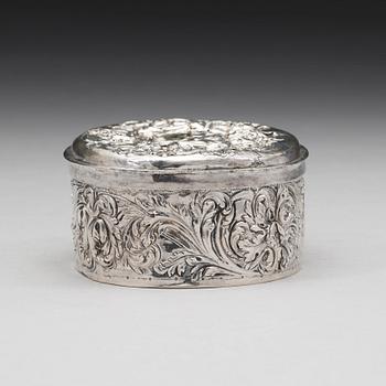 A Swedish eraly 18th century silver box, mark of Hans Ekerström dä, Hälsingborg 1707.