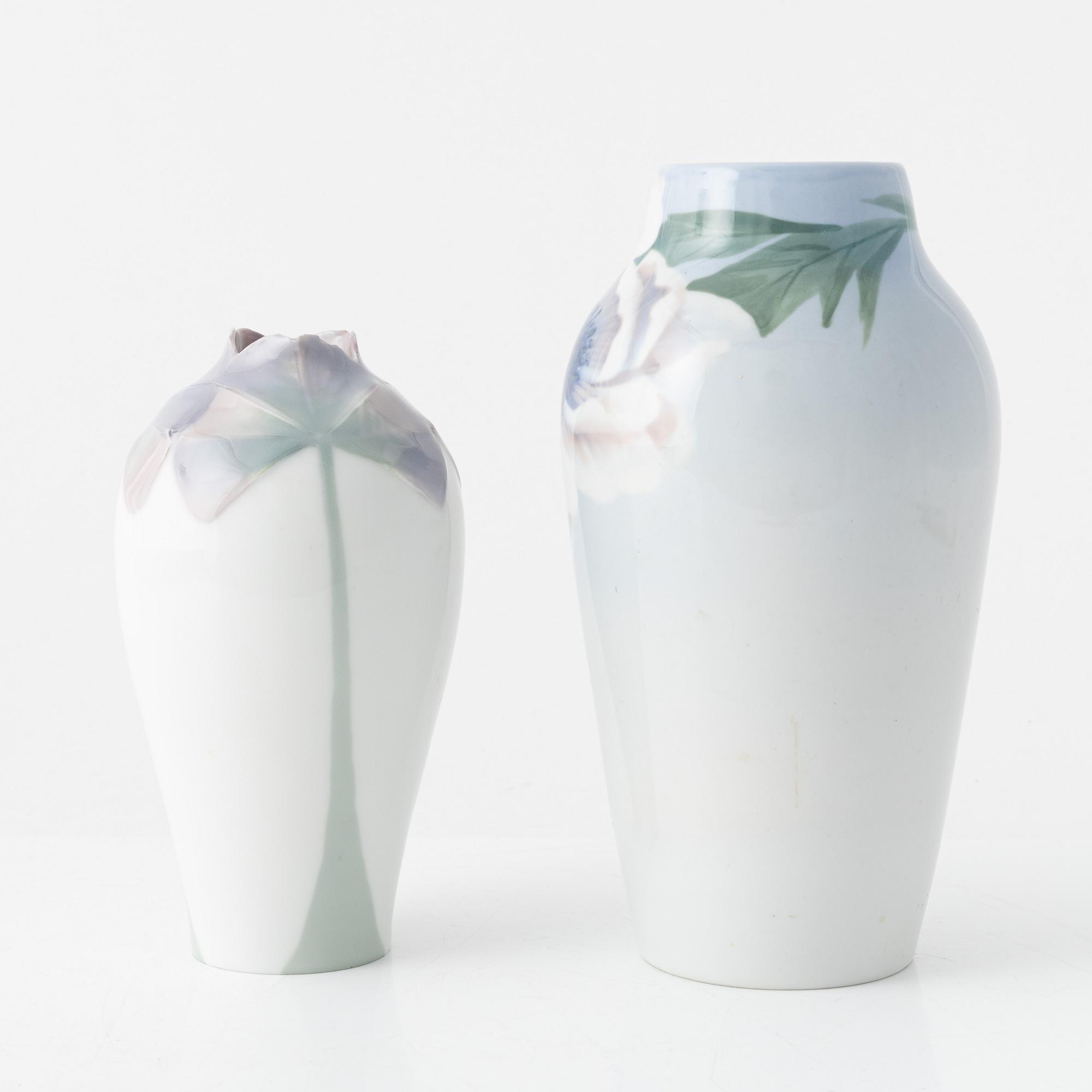 Rörstrand, two Art Nouveau porcelain vases, early 20th Century.