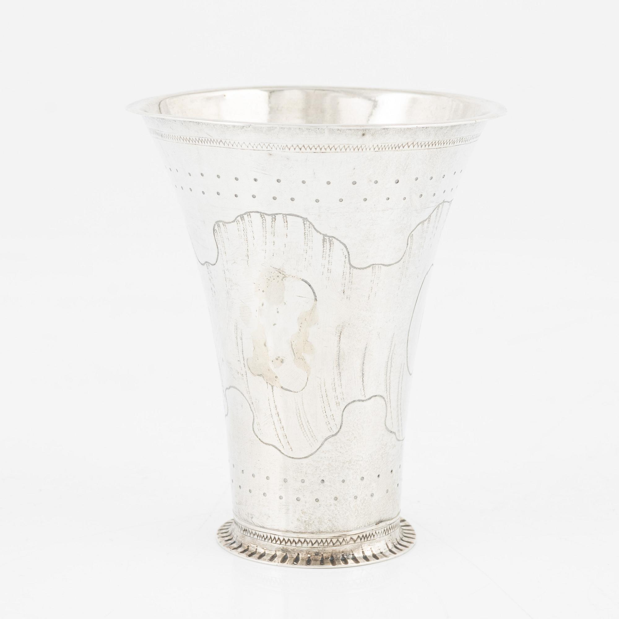 A Swedish 18th Century silver beaker, Peter Falk, Skara 1769.