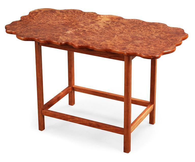 A Josef Frank cherry and burrwood table, Svenskt Tenn, model 1058.