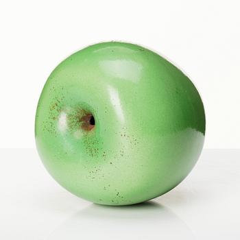 Hans Hedberg, a faience sculpture of a green glazed apple, Biot France.