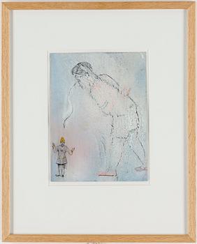 MICHAEL BYRON, Mixed media on paper, signed and dated -90 verso.