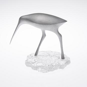 SKULPTUR, Aluminium och glas, "Beckasin". Stämplad Made in Finland, Kultakeskus Oy, Design: Tapio Wirkkala.