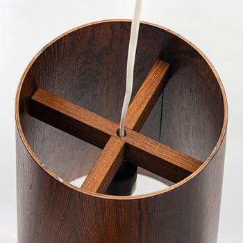 Uno & Östen Kristiansson, a pair of rosewood veneered model 506 ceiling lights, Luxus, Vittsjö, 1960's.