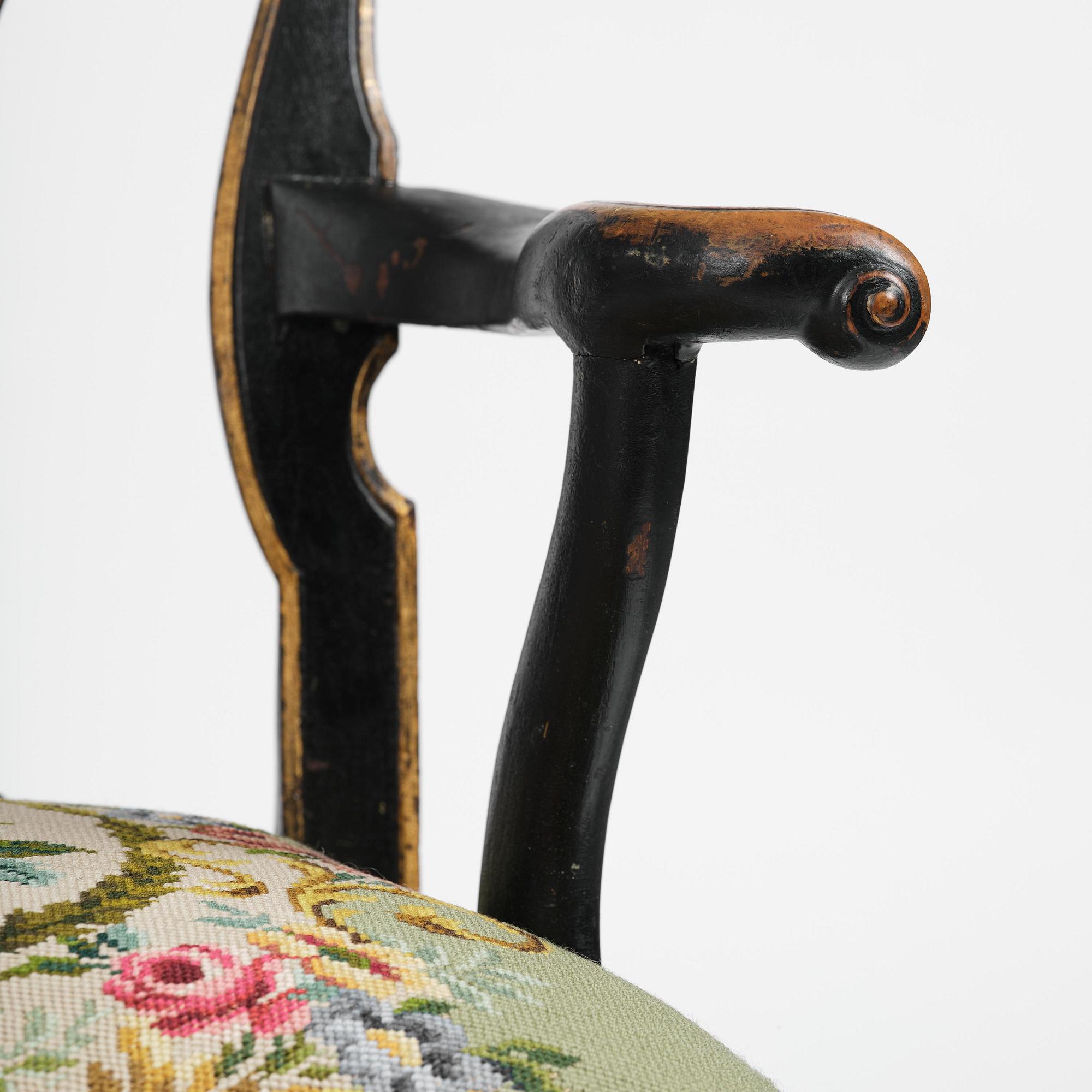 A pair of Swedish rococo armchairs, Stockholm, later part 18th century.