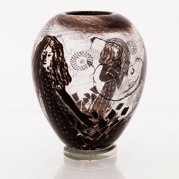 ELLA VARVIO, a glass vase/ sculpture, signed Ella Varvio 2018.