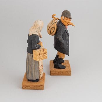 HERMAN ROSELL, sculptures, wood, 2, signed and dated 1957.