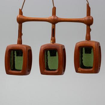A Swedish 1950's-60's teak ceiling lamp.