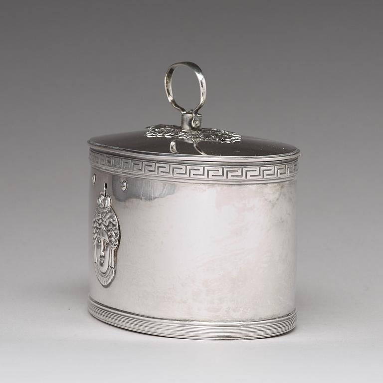 A Swedish 19th century silver sugar-casket, mark of Adolf Zethelius, Stockholm 1811.