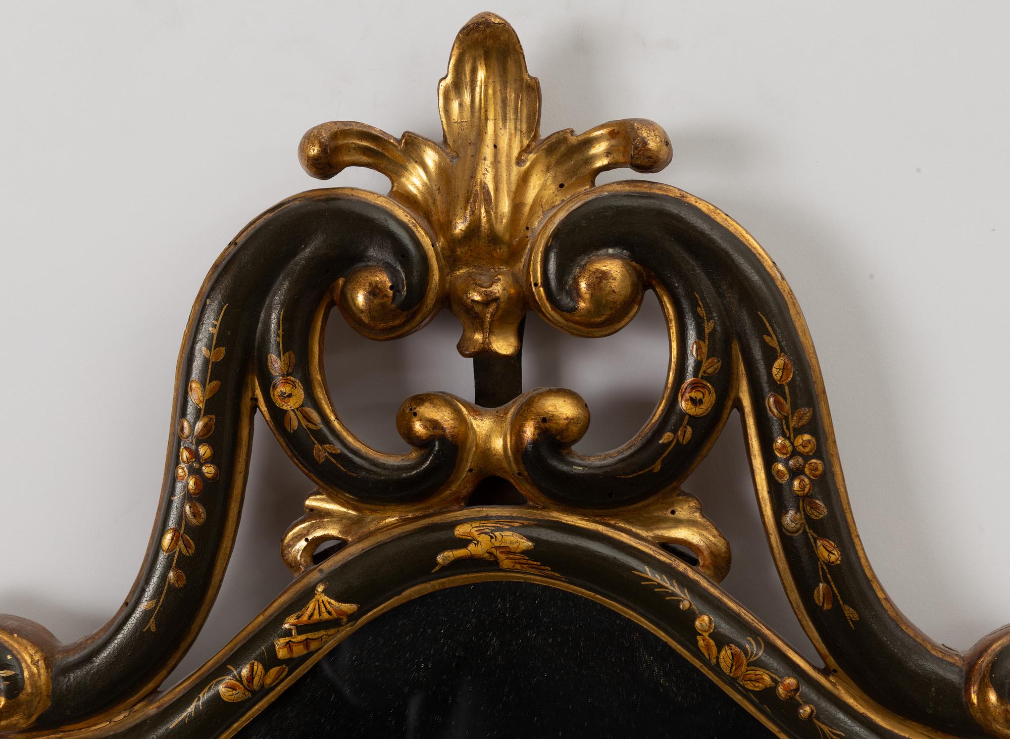 A pair of mirror sconces, Baroque style, 20th century.