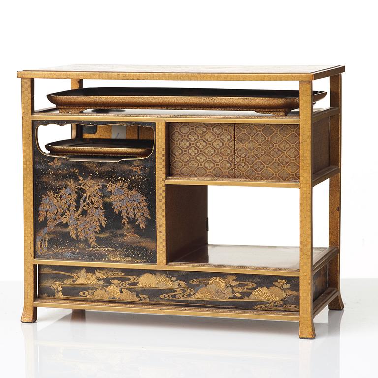 A Japanese miniture lacquer cabinet, Meiji period (1868-1912).