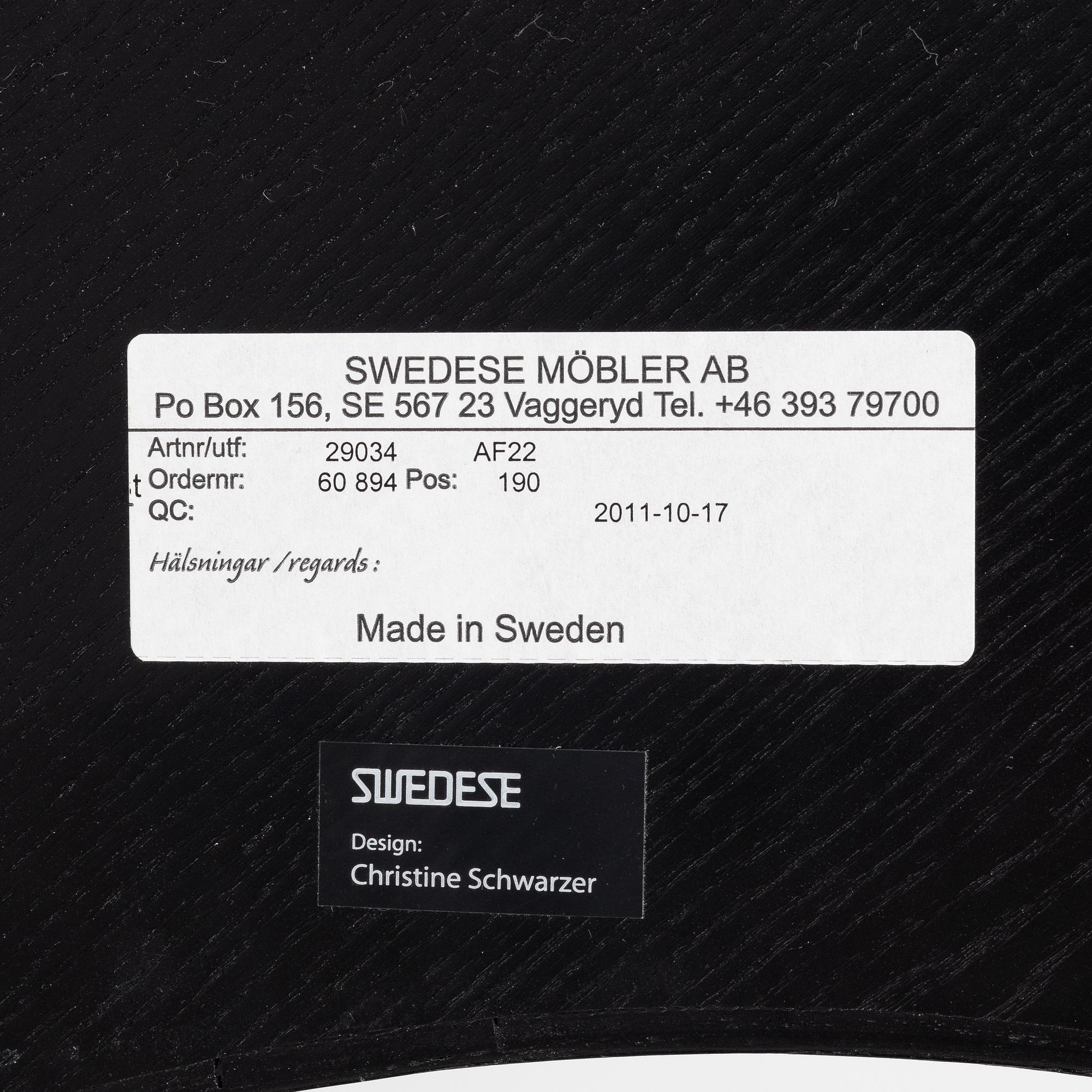 Christine Schwarzer, s 'Flower' coffee table, Swedese, Sweden, 2011.