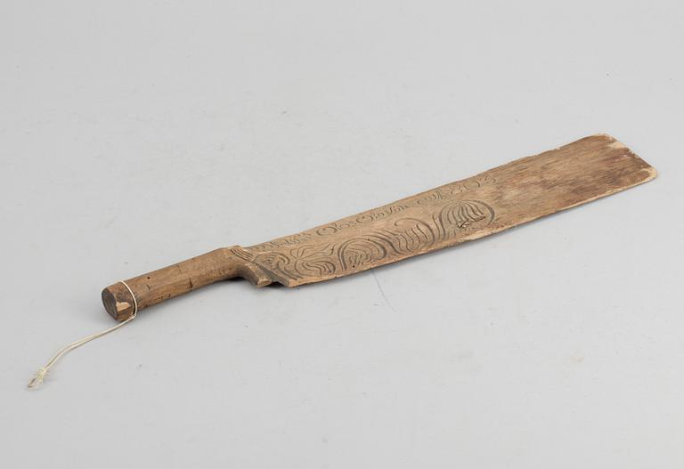 SKÄKTKNIV, allmoge, märkt 1803.