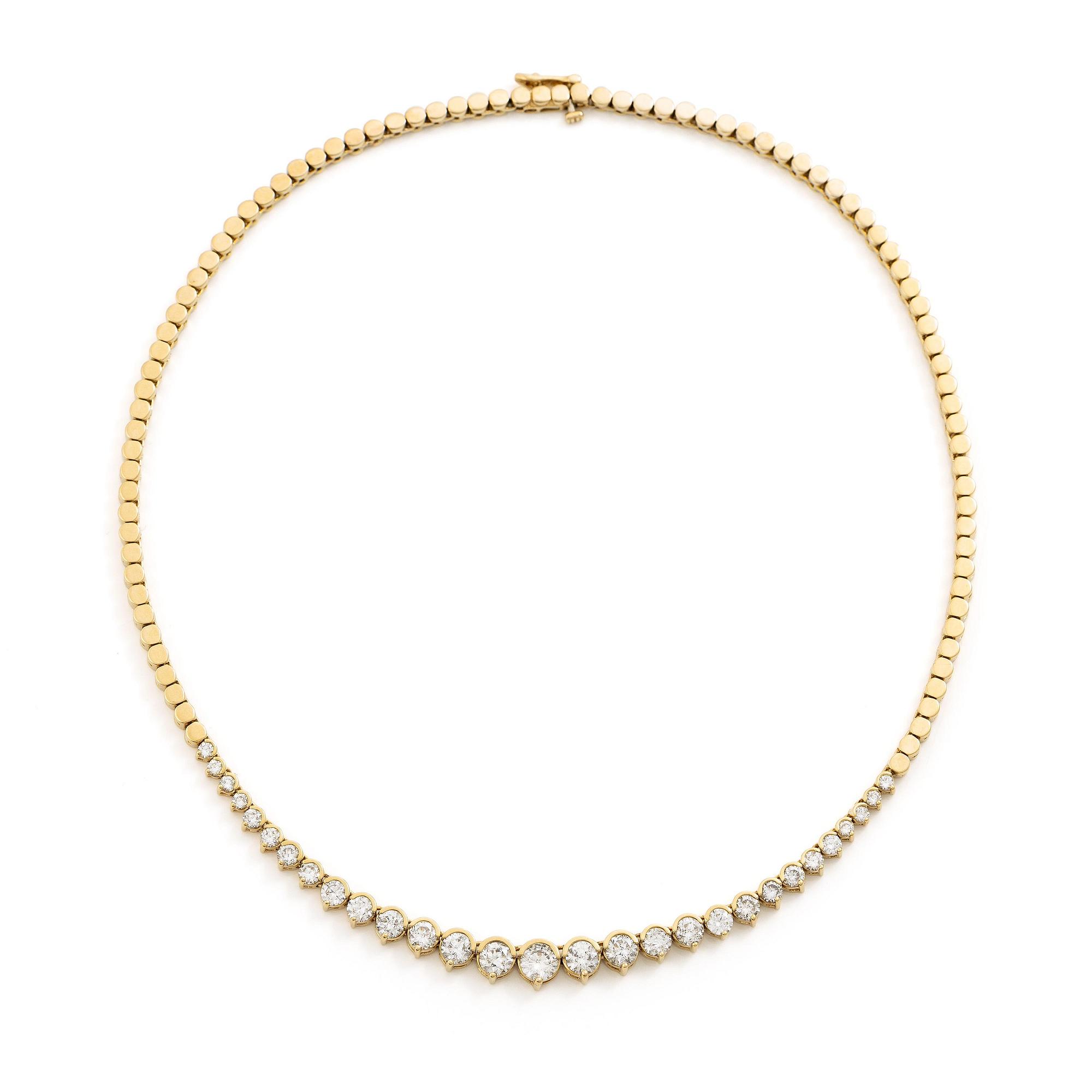 A necklace 14K gold with round brilliant-cut diamonds, second half of the 20th century.