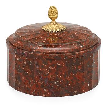 734. A Swedish Empire 19th century porphyry butter box.
