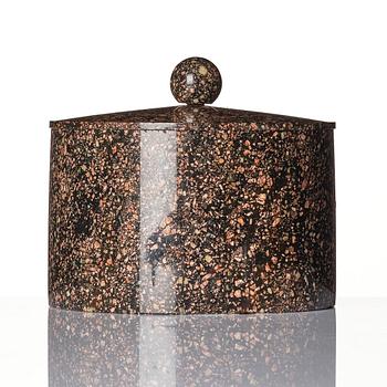 An Empire 'Orrlok' porphyry tobacco jar, Älvdalen, Sweden, early 19th century.