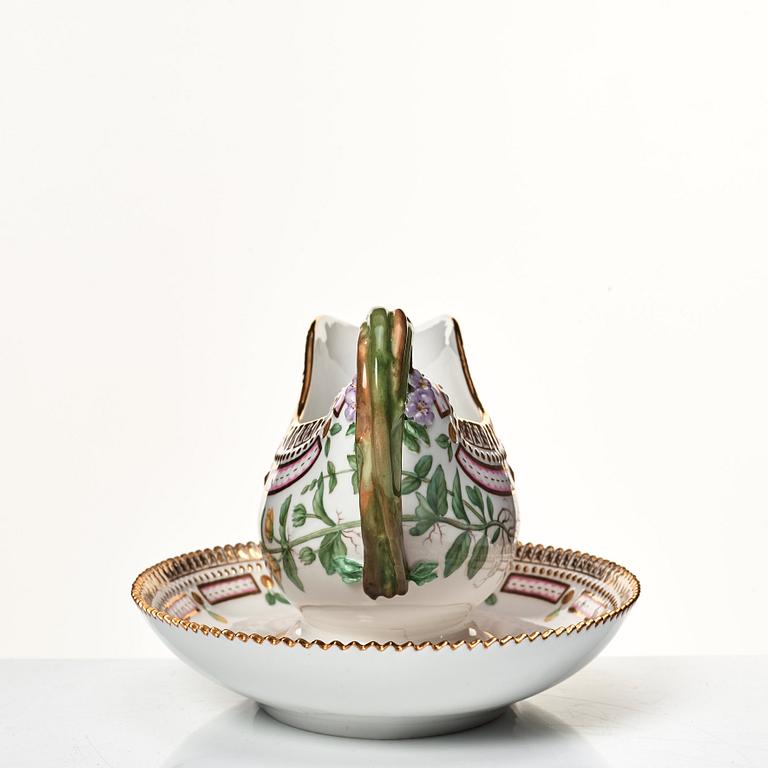 A Royal Copenhagen 'Flora Danica' sauce boat, Denmark, 20th Century.