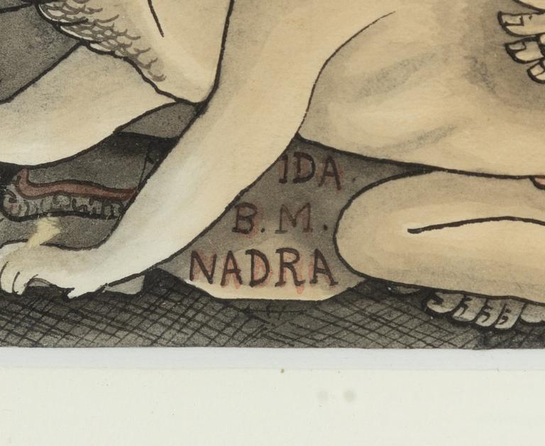 Ida Bagus Made Nadera, tusch på papper, signerad.