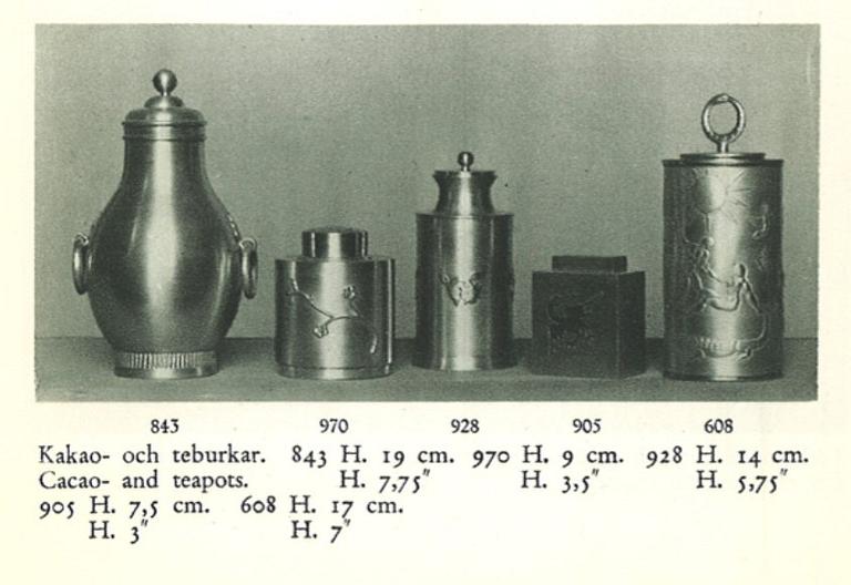 Nils Fougstedt, a pewter and brass jar model "A 608”, Firma Svenskt Tenn, Stockholm 1929.