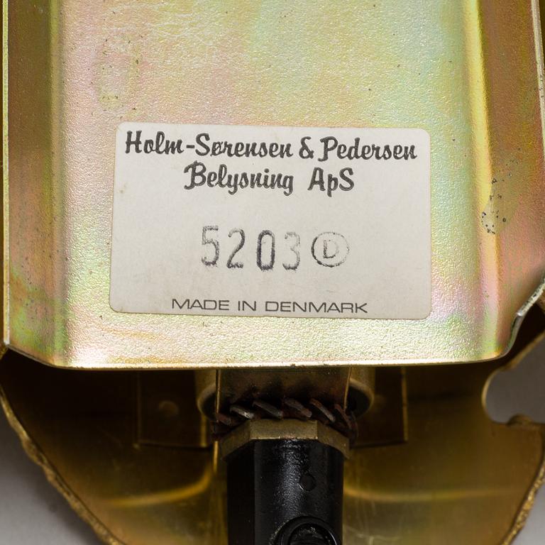 SVEN AAGE HOLM-SÖRENSEN & CO, vägglampor, 3 st, modell 5203, Danmark, 1900-talets andra hälft.