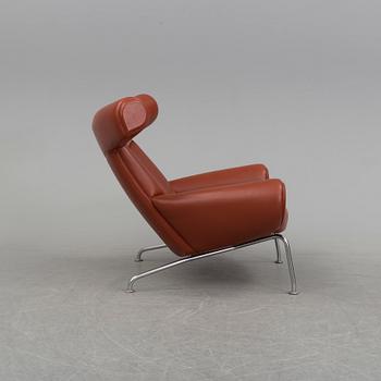 HANS J WEGNER, fåtölj med fotpall, "Ox-Chair", Erik Jörgensen, Danmark.