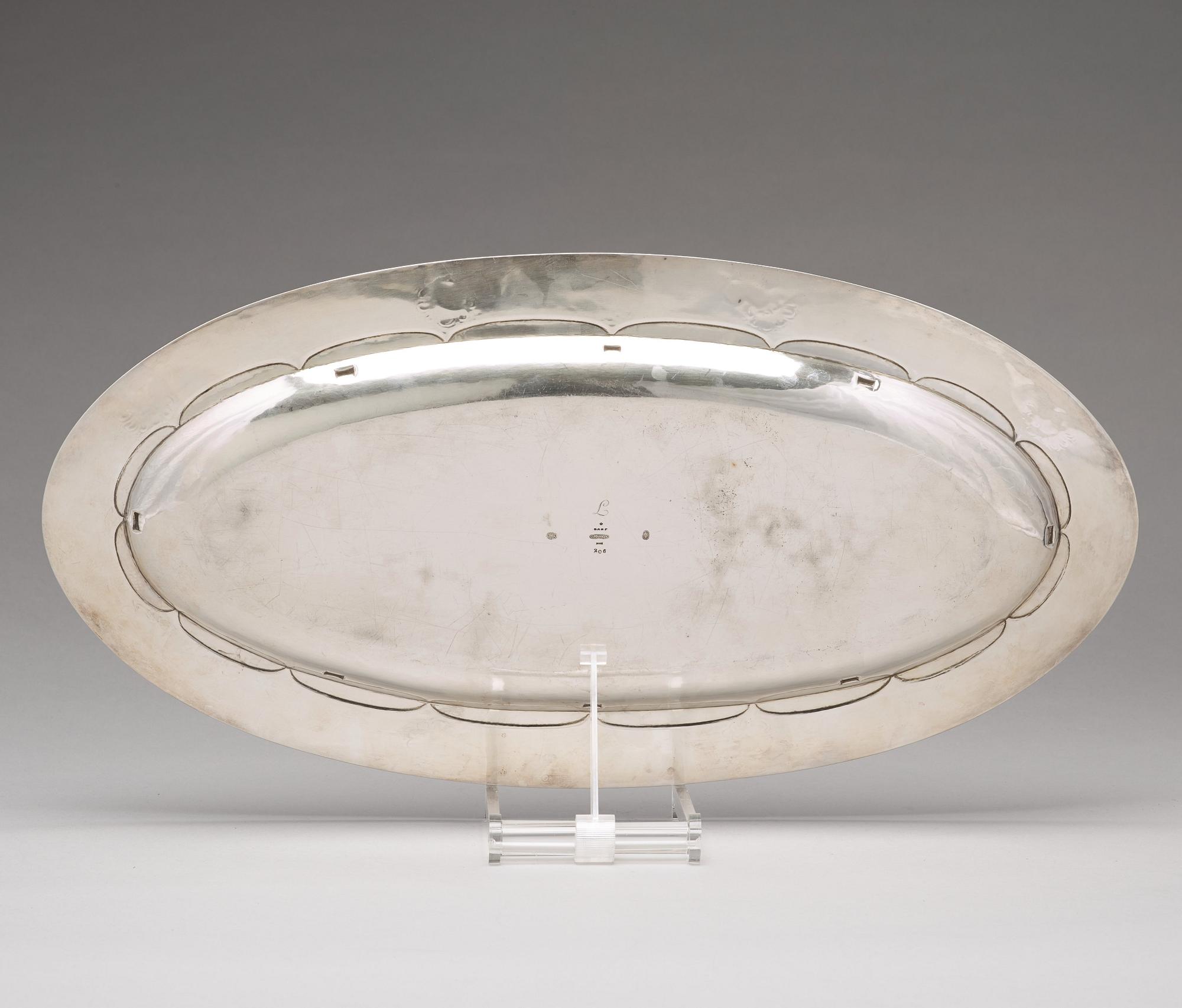 Georg Jensen, an 830/1000 silver fish serving platter, Copenhagen 1918, Swedish import marks, design nr 206.
