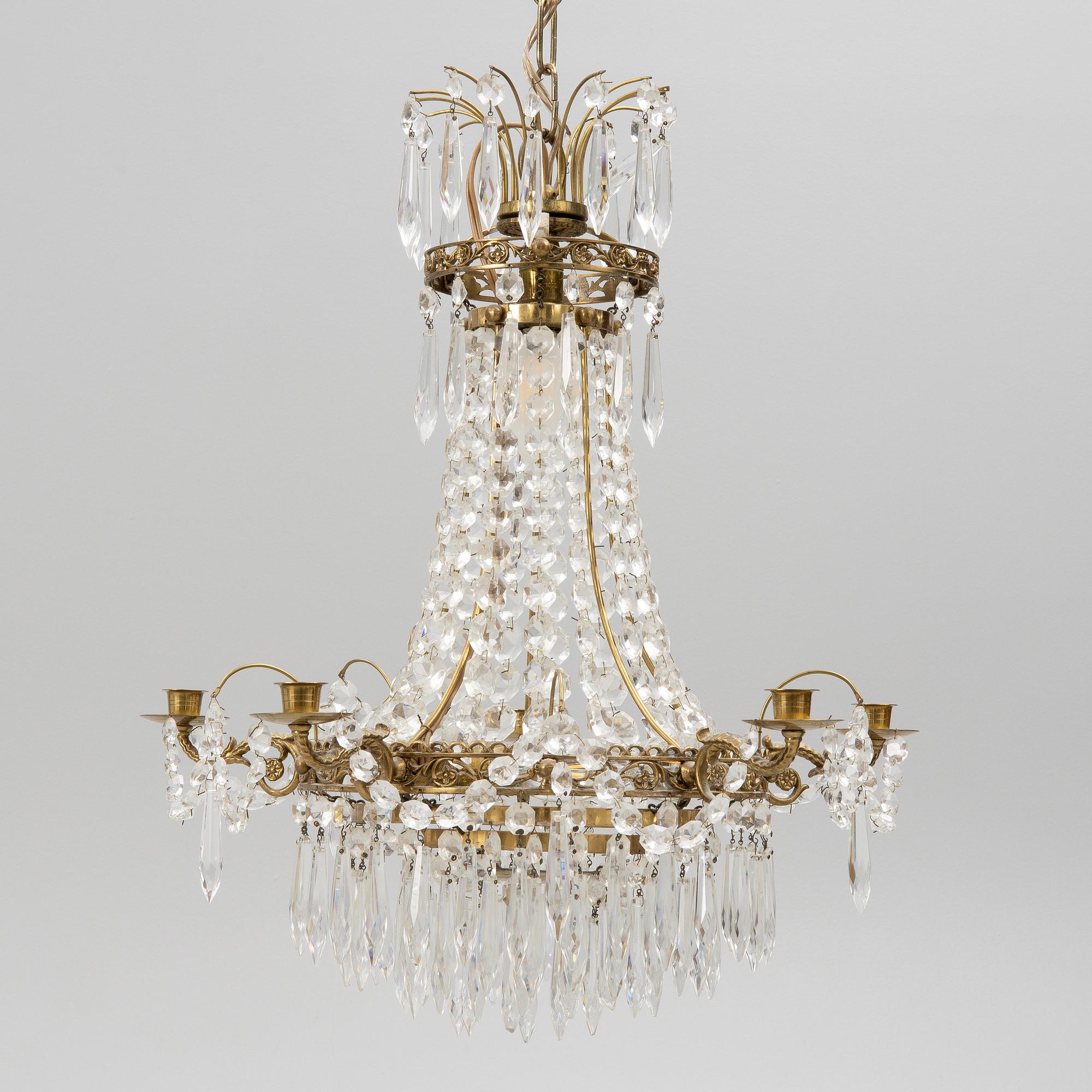 An Empire style chandelier, mid-20th Century.
