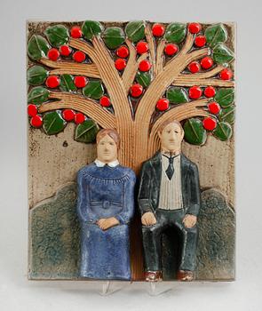 VÄGGRELIEF, stengods, Lisa Larson, Gustavsbergs studiohand, 295/950.