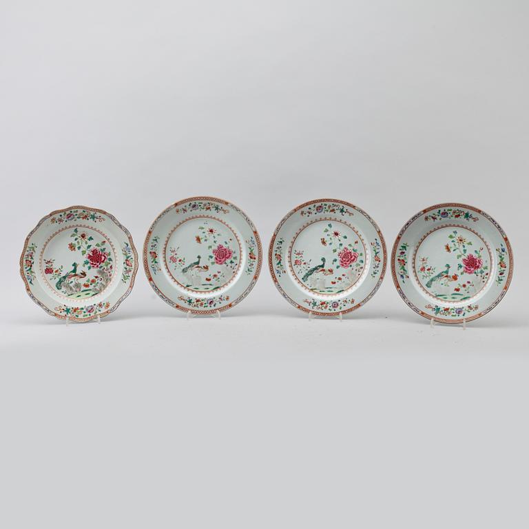 TALLRIKAR, 4 st, porslin, Kina, Qianlong 1736-1795.